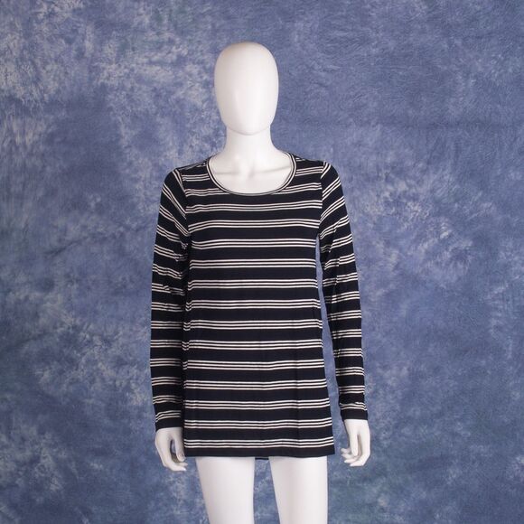 Calypso St. Barth Tunic Top Black White Striped Long Sleeve Stretch Viscose M - Picture 1 of 4